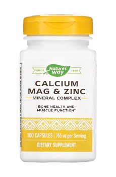 Комплекс микроэлементов Natures Way Calcium Mag&Zinc с кальцием, магнием и цинком, 100 капсул