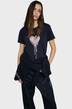 Женская темно-синяя футболка Walk Синий M ZADIG&VOLTAIRE JWTS02858_ENCRE