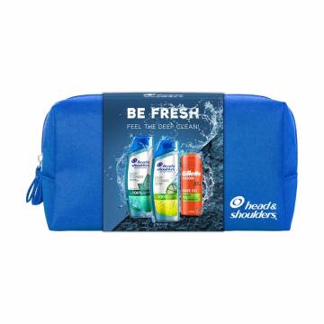 Подарочный набор для мужчин Head & Shoulders (шампунь, 2*300 мл + гель для бритья Gillete Fusion, 75 мл + косметичка) Подарочный набор для мужчин Head & Shoulders (шампунь, 2*300 мл + гель для бритья Gillete Fusion, 75 мл + косметичка)