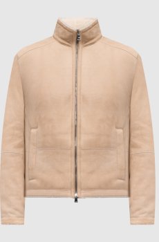 Бежевая укороченная дубленка