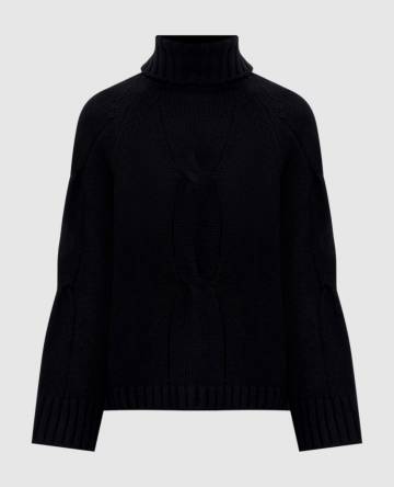 Черный свитер из кашемира с логотипом Черный свитер из кашемира с логотипом