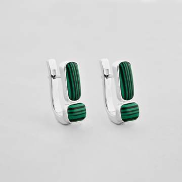 Серебряные серьги Minimal 1885-green Серебряные серьги Minimal 1885-green