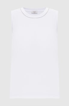 Белый топ в рубчик с цепочкой