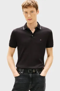 Мужское черное поло TIPPED SLIM Черный S Tommy Hilfiger MW0MW43144