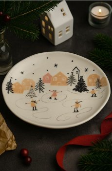 Тарілка з різдвяним мотивом - білий