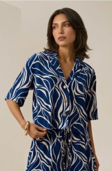 Сорочка з коротким рукавом з рослинним принтом - різнобарвний