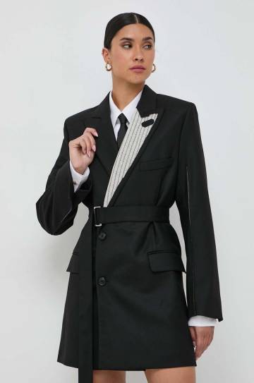 Платье с примесью шерсти Victoria Beckham цвет чёрный mini прямое Платье с примесью шерсти Victoria Beckham цвет чёрный mini прямое