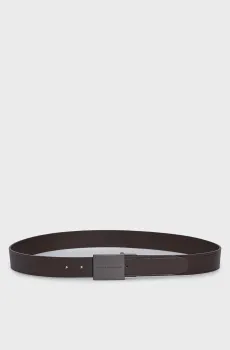 Мужской коричневый кожаный ремень PLAQUE BUCKLE  3.5 Коричневый 90 Tommy Hilfiger AM0AM12064