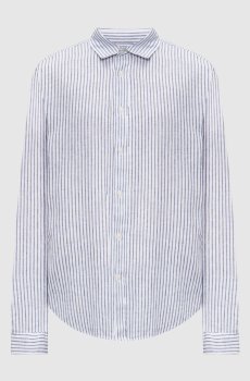 Белая рубашка с леном в полоску