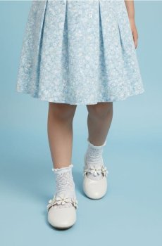 Балетки з 3D квітковою аплікацією - білий