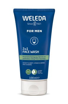 Мужской очищающий гель 2 в 1 для лица и бороды Weleda For Men Face Wash, 100 мл