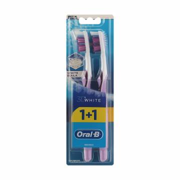 Набор зубных щеток Oral-B 1+1 3D White Отбеливание, фиолетовые, средней жесткости, 2 шт Набор зубных щеток Oral-B 1+1 3D White Отбеливание, фиолетовые, средней жесткости, 2 шт
