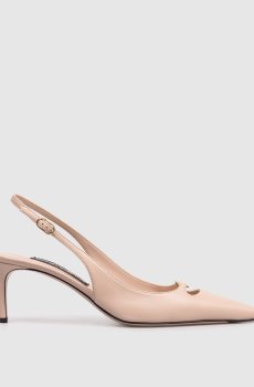 Бежевые кожаные слингбеки с монограммой