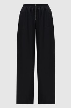 Черные брюки из шелка с вышивкой логотипа