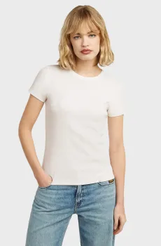 Женская белая футболка Slim rib Белый M G-Star RAW D28723,E527
