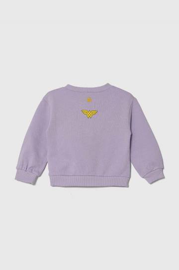 Детская хлопковая кофта United Colors of Benetton x DC цвет фиолетовый с принтом Детская хлопковая кофта United Colors of Benetton x DC цвет фиолетовый с принтом