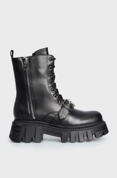 Женские черные кожаные ботинки Athabasca Черный 36 PRPY PRFPT0027W