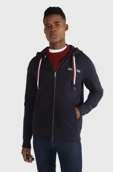 Мужское темно-синее худи GLOBAL STRIPE HOODED ZIP THRU Синий S Tommy Hilfiger MW0MW33658