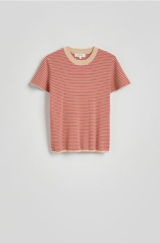 Reserved - Бавовняна футболка у смужку - бежевий - 976EG-08X