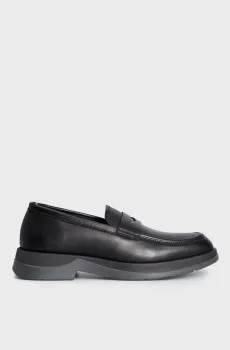 Мужские черные кожаные лоферы LIGHT HILFIGER LEATHER Черный 45 Tommy Hilfiger FM0FM04594