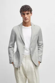 Мужской серый льняной блейзер Серый 52 BOSS 50514618;041