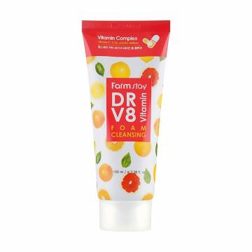 Витаминная пенка для очищения кожи FarmStay DR.V8 Vitamin Foam Cleansing, 100 мл Витаминная пенка для очищения кожи FarmStay DR.V8 Vitamin Foam Cleansing, 100 мл