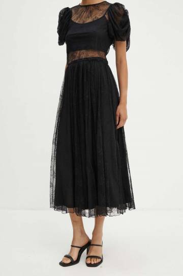 Юбка Rotate Lace Long Midi Skirt цвет чёрный maxi расклешённая 112728100 Юбка Rotate Lace Long Midi Skirt цвет чёрный maxi расклешённая 112728100