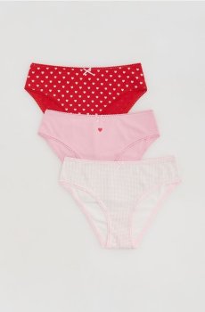 Reserved - Візерунчасті трусики, набір з 3 - пастельний рожевий - 972HP-03X