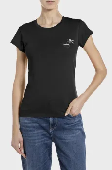 Женская черная футболка Черный XS Replay W3397G.000.20994