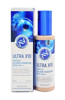 Уценка! Тональный крем для лица Enough Ultra X10 Cover Up Collagen Foundation SPF 50+ PA +++, 13, 100 мл