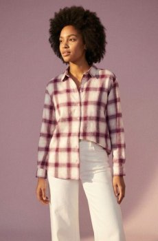 Фланелева сорочка в клітинку з домішкою бавовни - різнобарвний