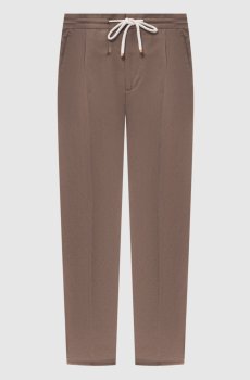 Коричневые брюки с льном