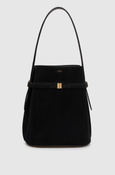 Черная замшевая сумка бакет-бег с логотипом
