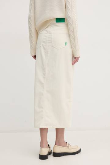 Вельветовая юбка United Colors of Benetton цвет бежевый maxi прямая 41ULD0045 Вельветовая юбка United Colors of Benetton цвет бежевый maxi прямая 41ULD0045