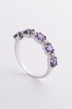 Серебряное кольцо с аметистом и фианитами 1844/1p-AMET