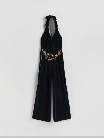 Reserved - Комбінезон з декоративним поясом - чорний - 952HU-99X