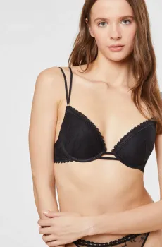 Женский черный бюстгальтер пуш-ап глубокое декольте FLIRT Черный 80C Etam 6538140