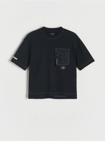 Reserved - Футболка oversize із кишенею - чорний - 013CJ-99X Reserved - Футболка oversize із кишенею - чорний - 013CJ-99X