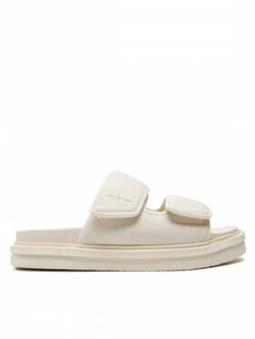 Calvin Klein Jeans Шльопанці Double Bar Sandal Mtl YM0YM01020 Écru Calvin Klein Jeans Шльопанці Double Bar Sandal Mtl YM0YM01020 Écru