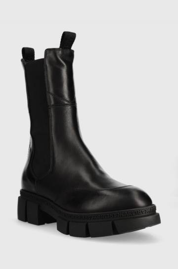 Кожаные полусапоги Karl Lagerfeld Aria женские цвет чёрный на платформе Кожаные полусапоги Karl Lagerfeld Aria женские цвет чёрный на платформе