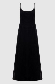 Черное платье макси с цепочкой мониль