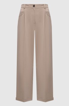 Бежевые брюки с отворотами