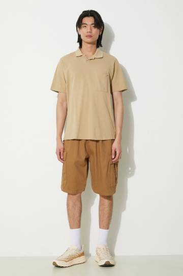 Хлопковое поло Universal Works Vacation Polo цвет бежевый однотонный 30603.SUMMER.OAK Хлопковое поло Universal Works Vacation Polo цвет бежевый однотонный 30603.SUMMER.OAK
