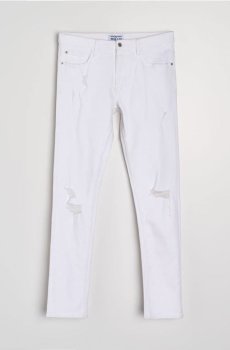 Джинси slim fit із потертостями - білий