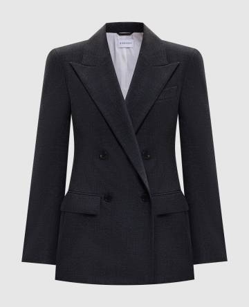 Серый двубортный жакет из шерсти Серый двубортный жакет из шерсти