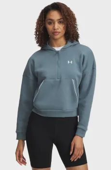 Женское бирюзовое худи Rival Flc Piped HZ Hoodie Бирюзовый S Under Armour 6003707-587