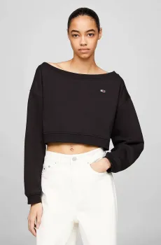 Женский черный свитшот TJW CRP OFF SHOULDER CREW Черный M Tommy Jeans DW0DW17956