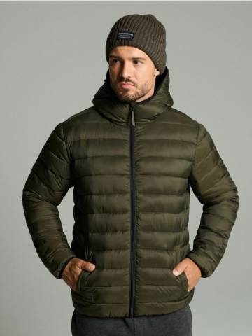 Квітована куртка puffer з капюшоном - пильно-зелений Квітована куртка puffer з капюшоном - пильно-зелений