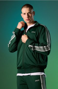 Бомбер-світшот з лампасами - зелений