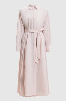 Розовое платье-рубашка с плиссированием